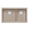 QUADRON | LOGAN 120 | granitowy zlewozmywak kuchenny PEARL BEIGE + STAL | wymiar: 76 x 45 x 23,5 cm | 2-komorowy podwieszany | podbudowa szafki od: 80 cm HQL7645U2BSU